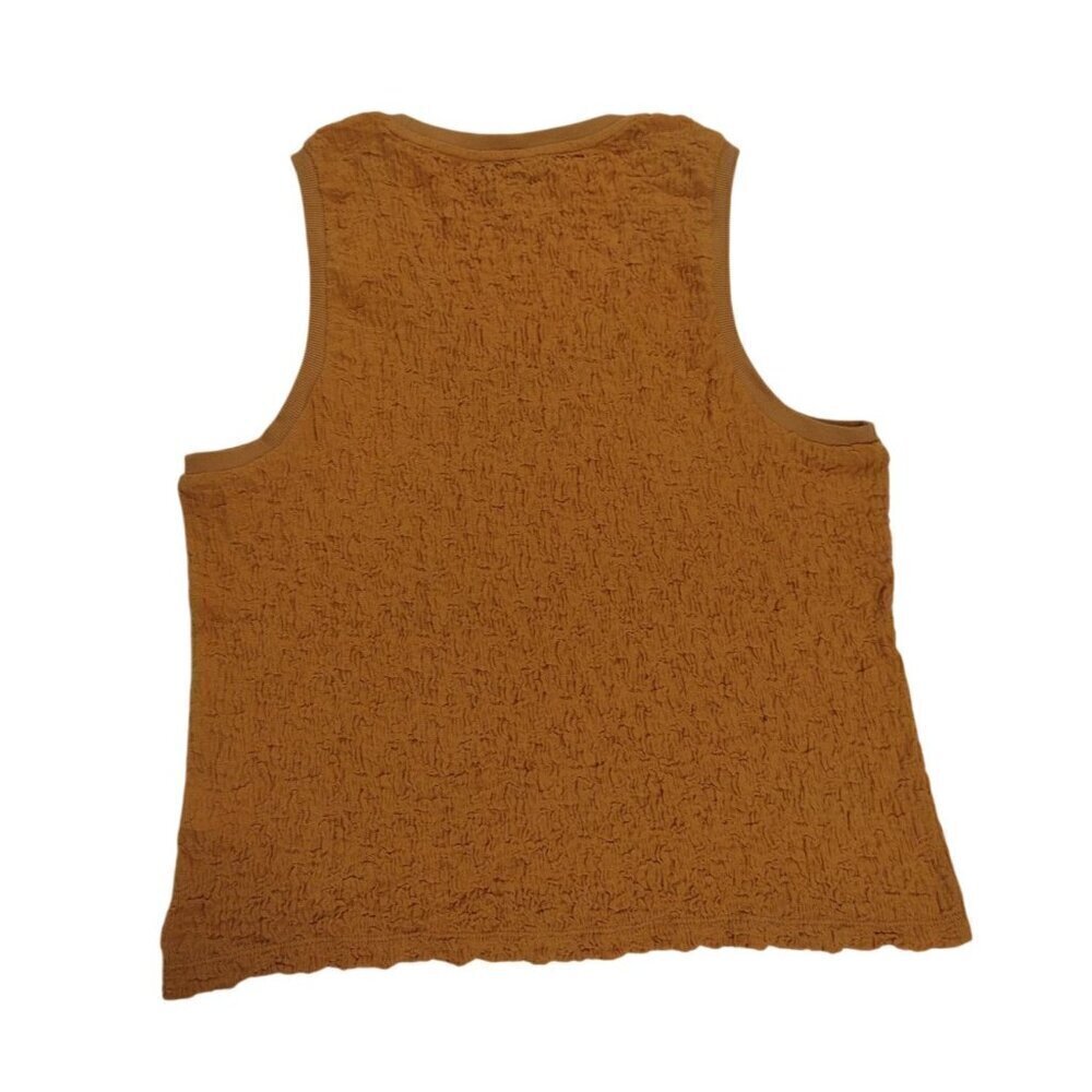 DKNY Textured Sleeveless Mustard Yellow Tank Top Womens L Cotton Blend. - Picture 2 of 7